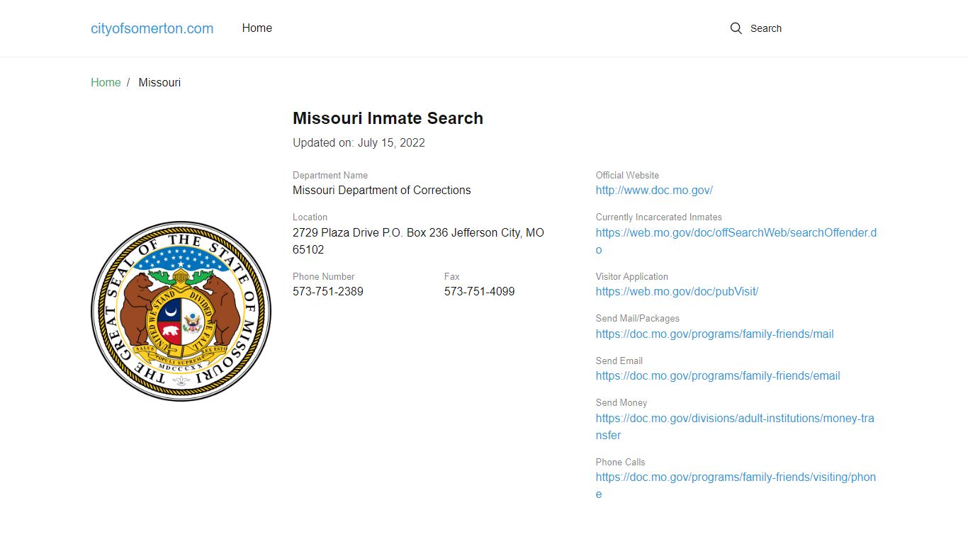 Missouri Inmate Search – Missouri Department of Corrections Offender Lookup